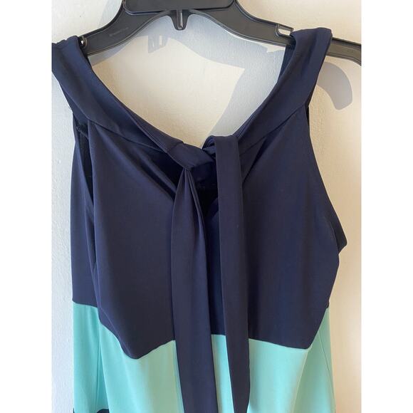 Navy Colorblock 90s Dress SZ 6 Career Office Work Casual Y2k Knee Length - Picture 7 of 9